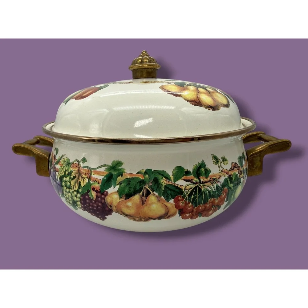 Vintage Tabletops Unlimited Vitroceramic Harvest Fruit Covered Casserole 8
